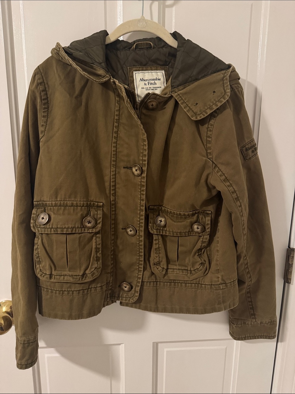 Abercrombie & Fitch for women Hooded Olive Utility Jean Jacket